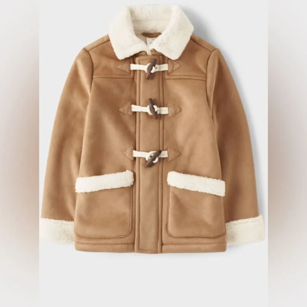 Gymboree NWT Boys Sherpa-Lined Jacket Light Brown Faux Suede Size 10